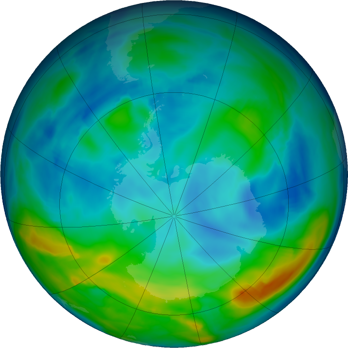 Antarctic ozone map for 02 June 2024